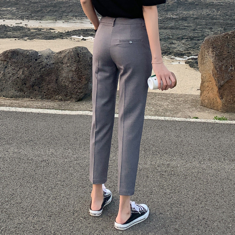 ハイウエスト シガレットパンツ スーツパンツ 9分丈