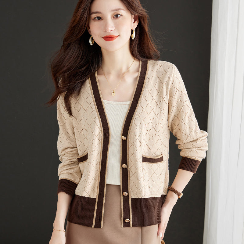 Vネック ニット カーディガン 通勤 00225