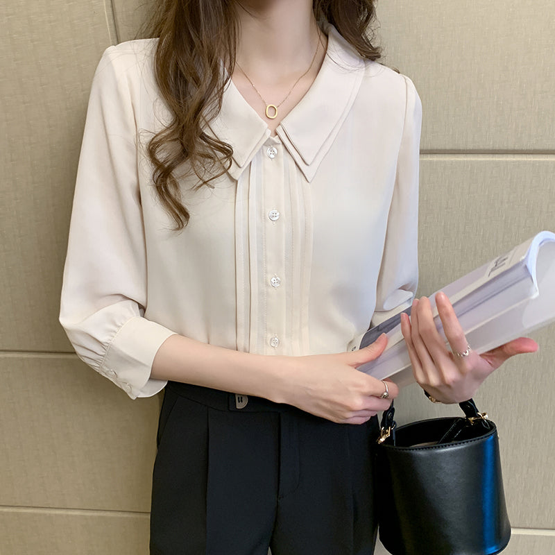 ブラウス シフォンシャツ5分袖