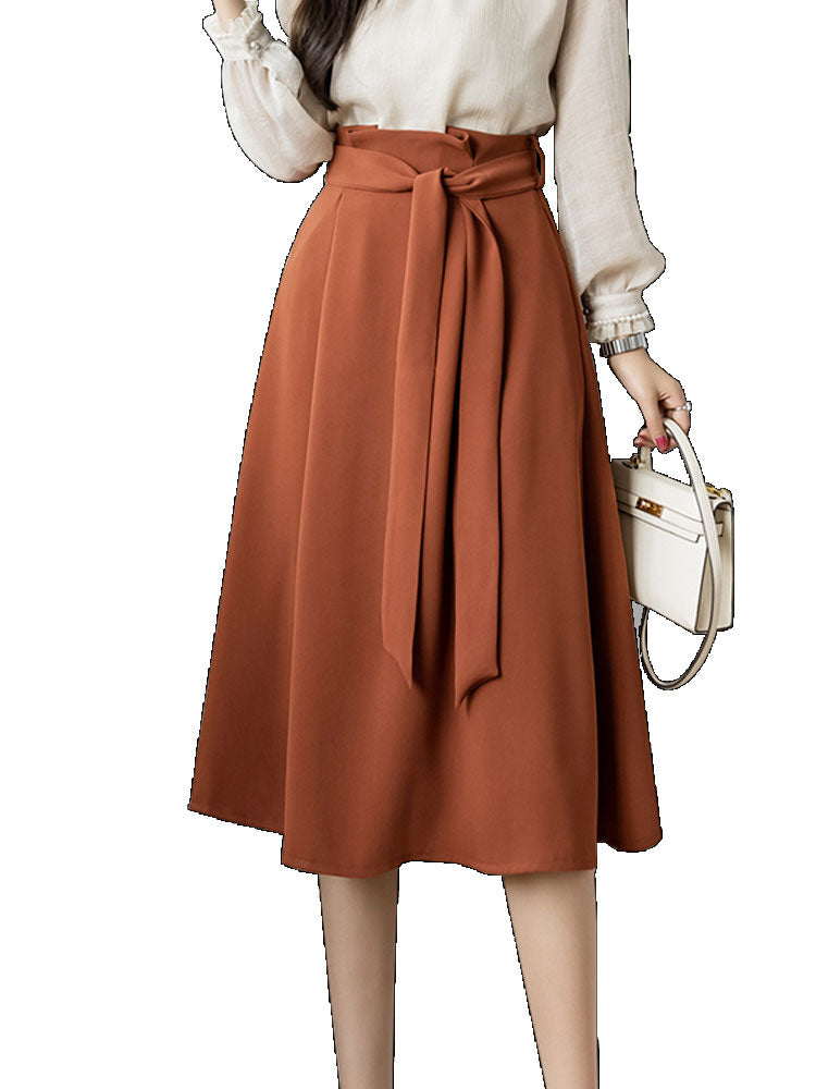 ハイウエスト Aライン スカート フレアスカート ミディ丈