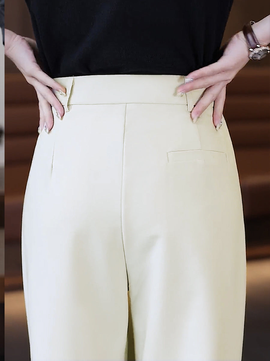 9分丈 ハイウエスト スーツパンツ