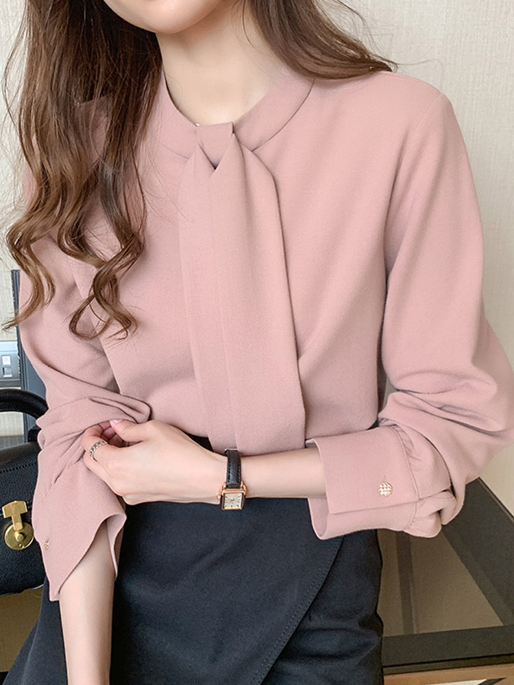 ボウタイ シフォン ブラウス トップス