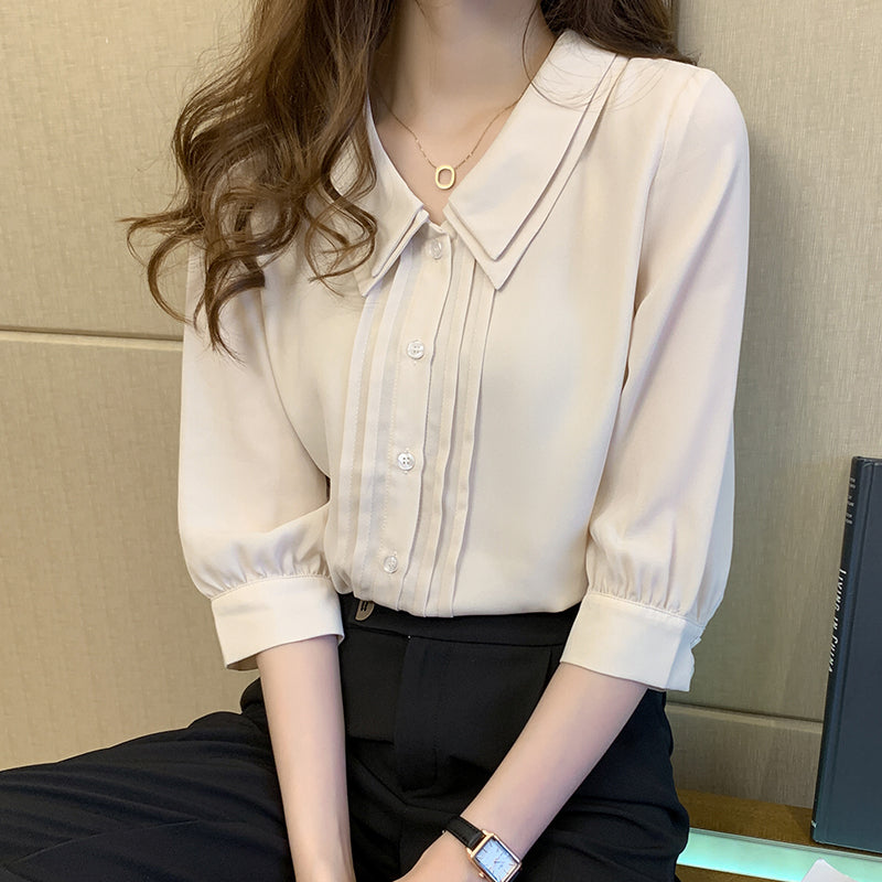 ブラウス シフォンシャツ5分袖