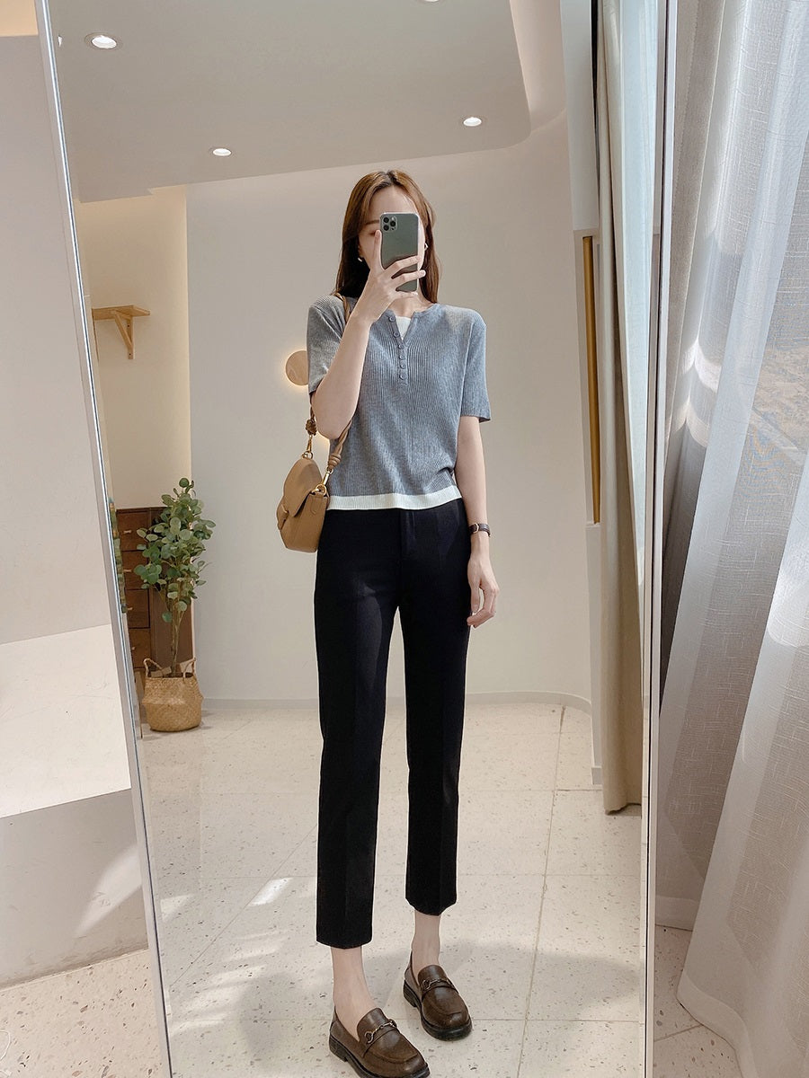 シガレットパンツ スーツパンツ ストレートパンツ 8分丈&9分丈